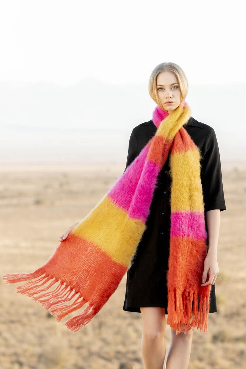 Karoo-StripedSnuggle-ClayFuschiaMustard